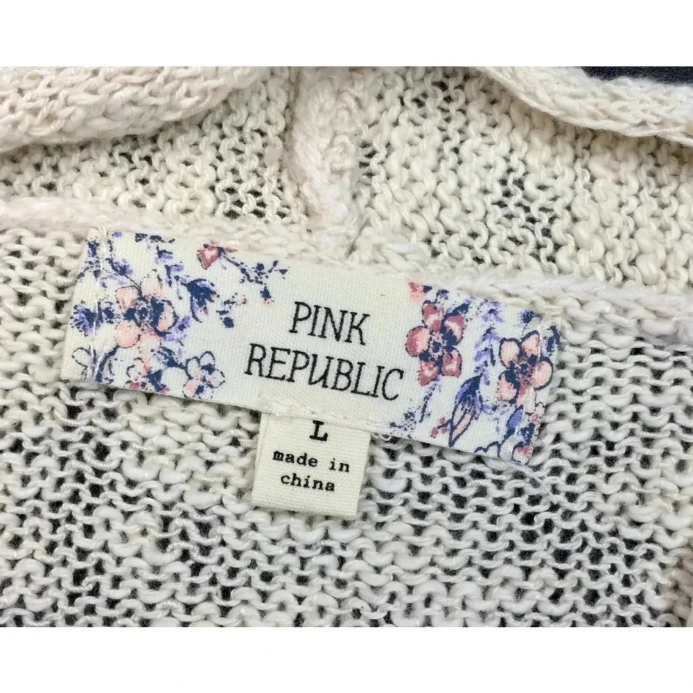Women's Pink‎ Republic long sleeve faux wrap Sweater L Beige